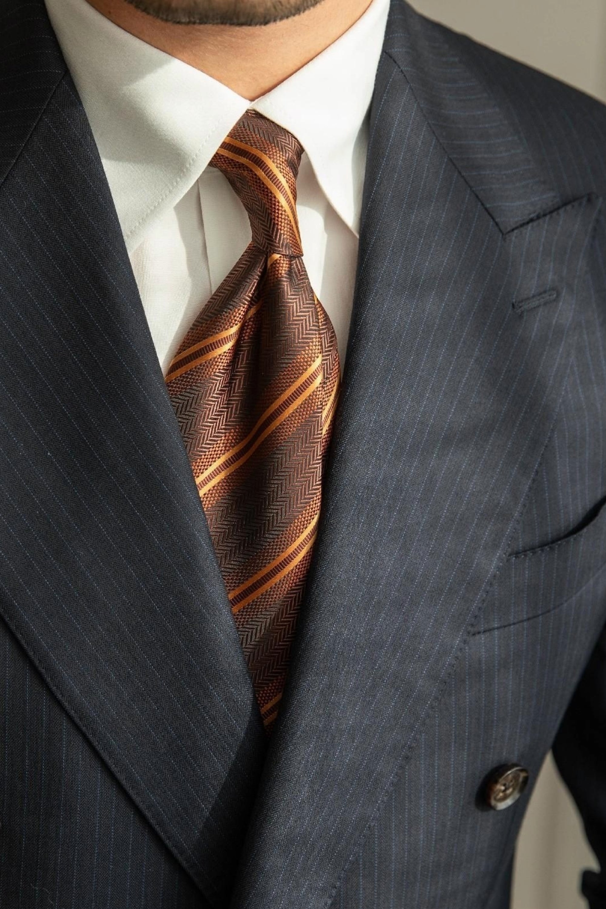 Cravatte Business Rayée Orange