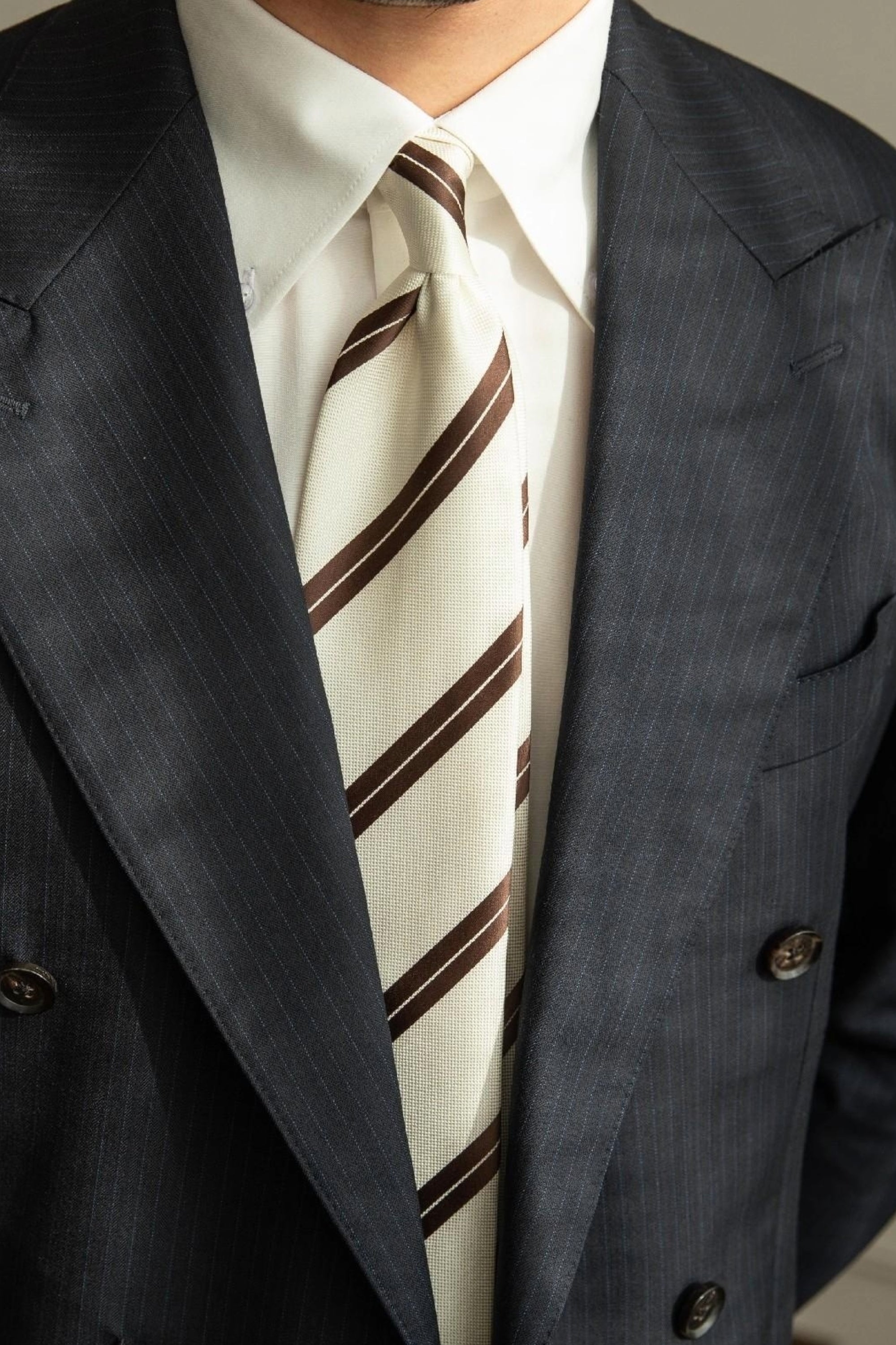 Cravatte Business Rayée Blanche